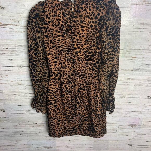 Lavish Alice long sleeve leopard print dress black brown size 2 - Picture 8 of 9